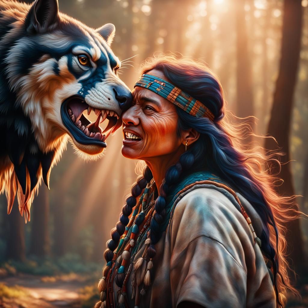 Mother and Toddler in Native American Fantasy Art