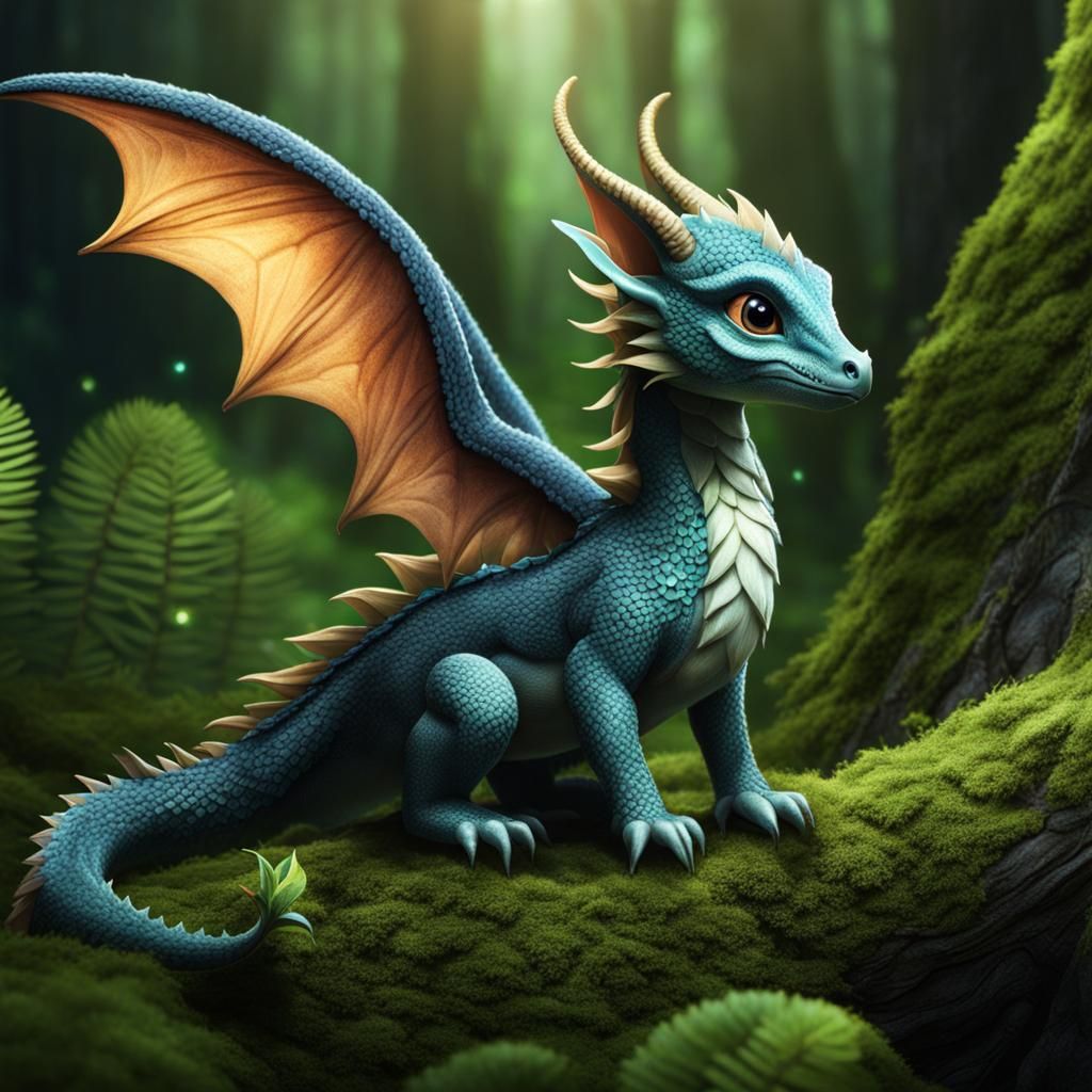 Enchanted Elf Dragon in Mystical Forest