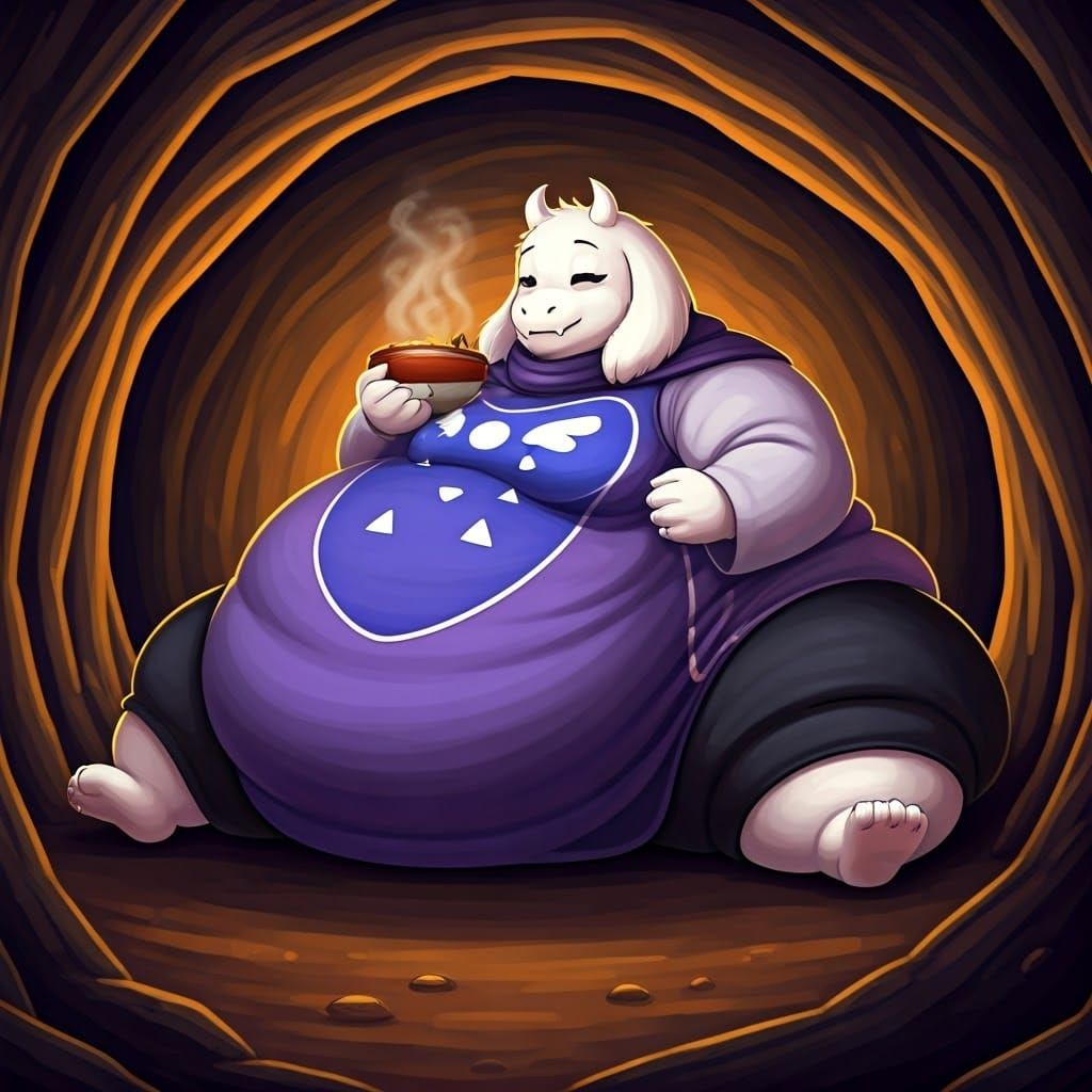Obese Toriel from Undertale in Digital Painting Style