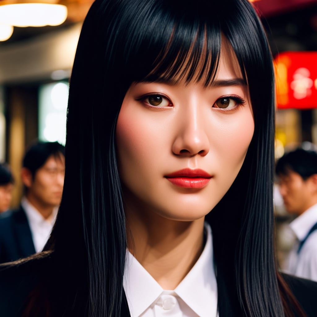 Hyper-Realistic Portrait of a Young Japanese Woman