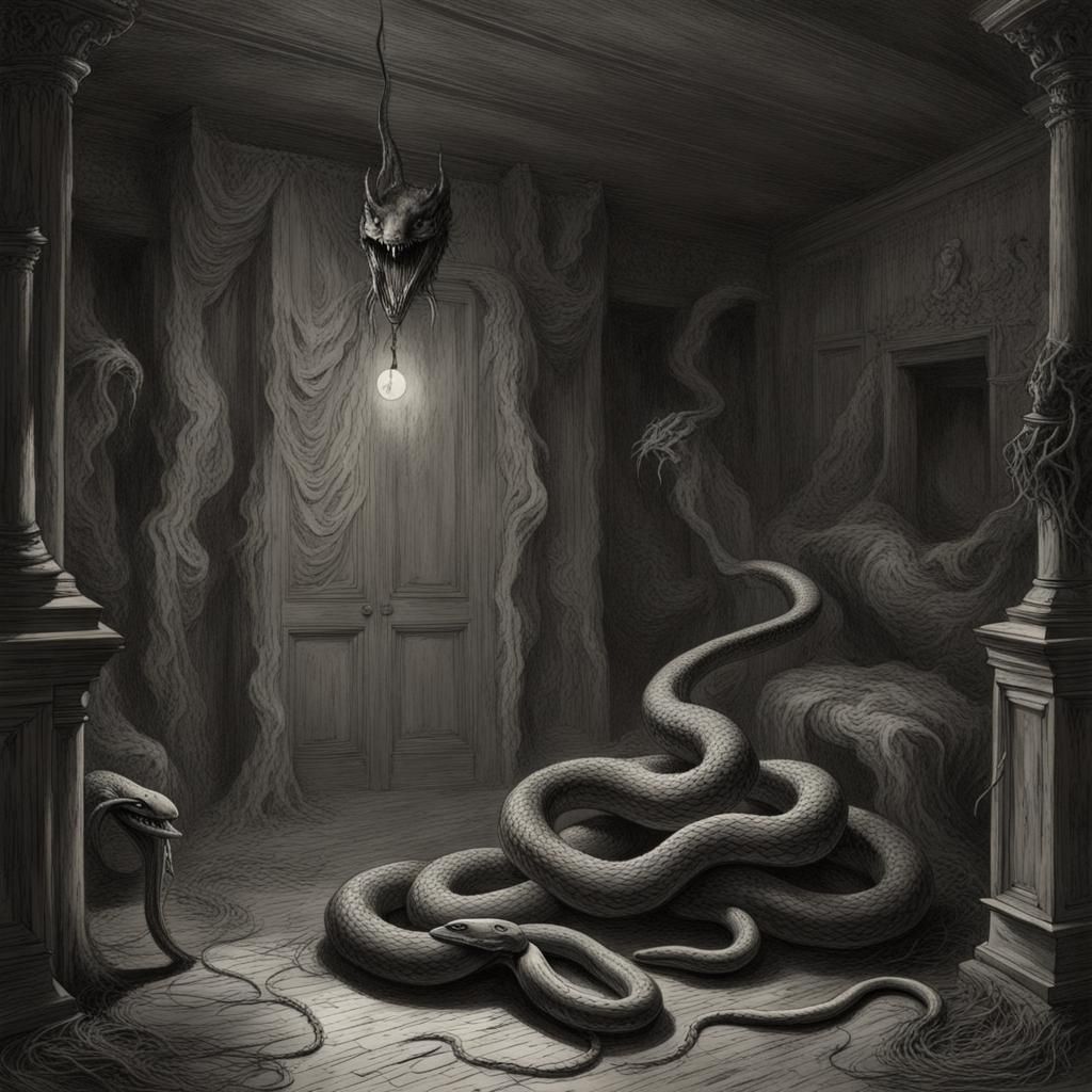 Gothic Horror Snake in Creepy Nightmare