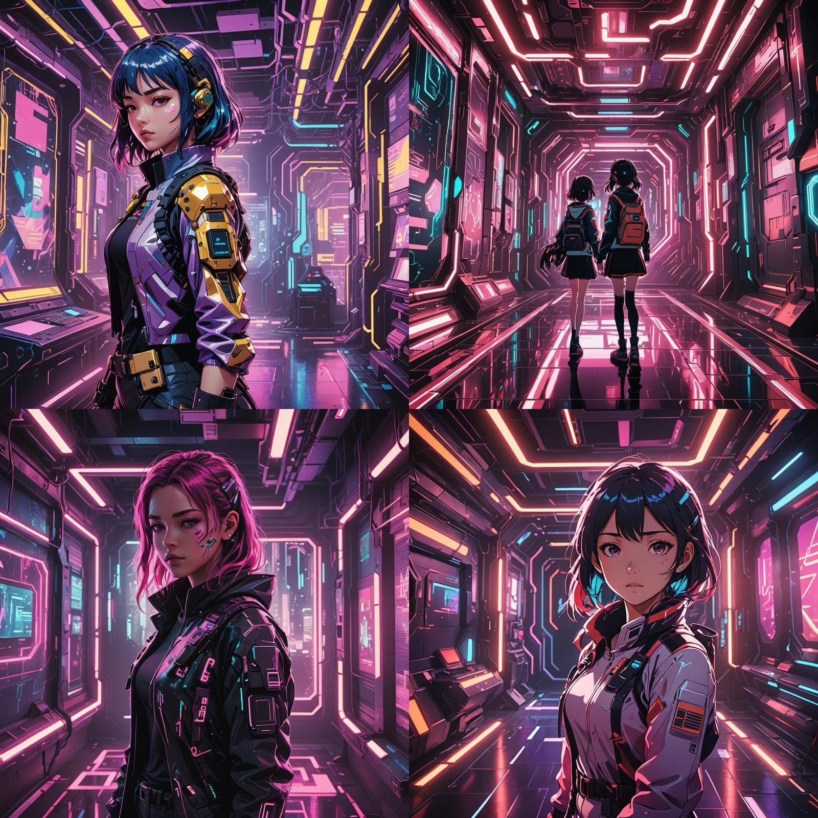 Girl in Futuristic Room: Anime Cel-Shaded Art