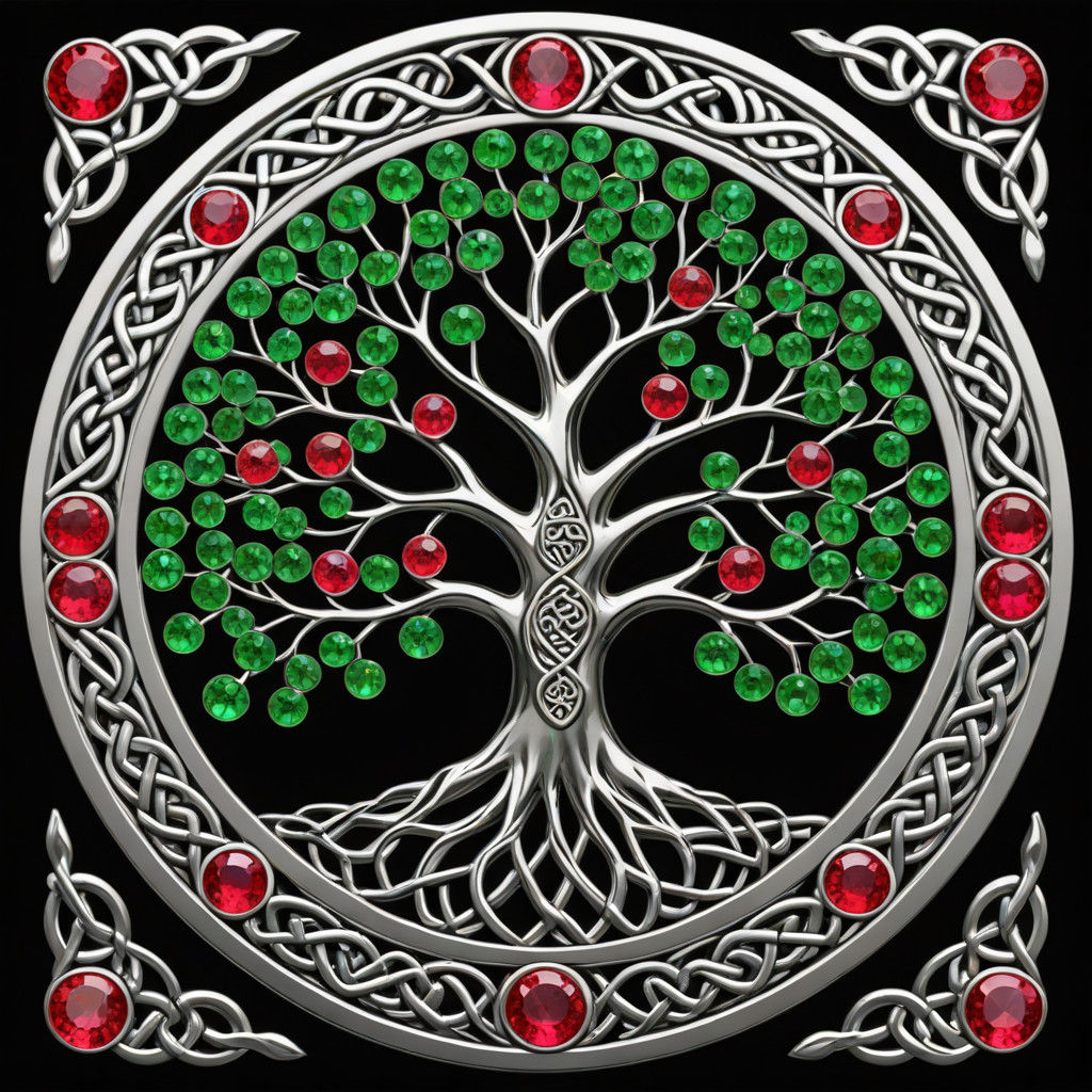 Ethereal Celtic Tree in Opulent Metallic Hues