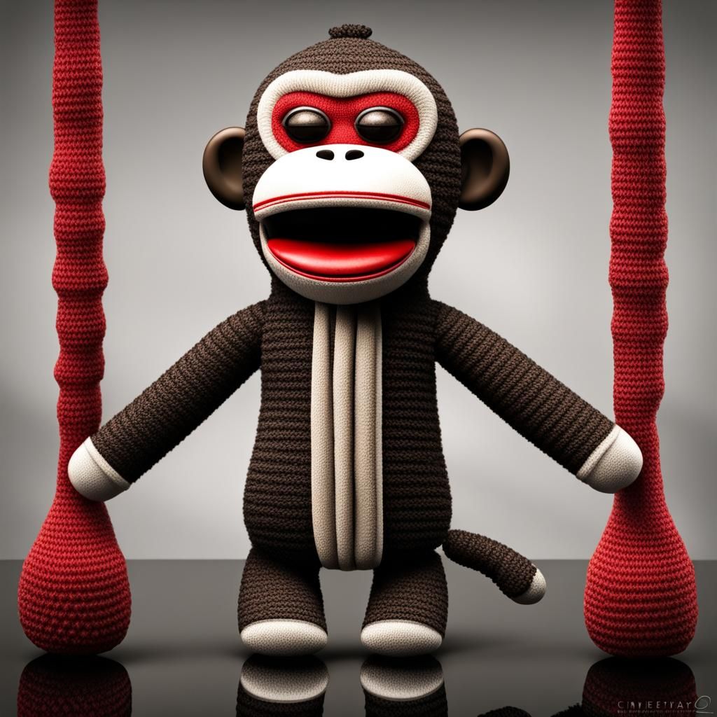 Hyperrealistic Kung Fu Sock Monkey in HDR