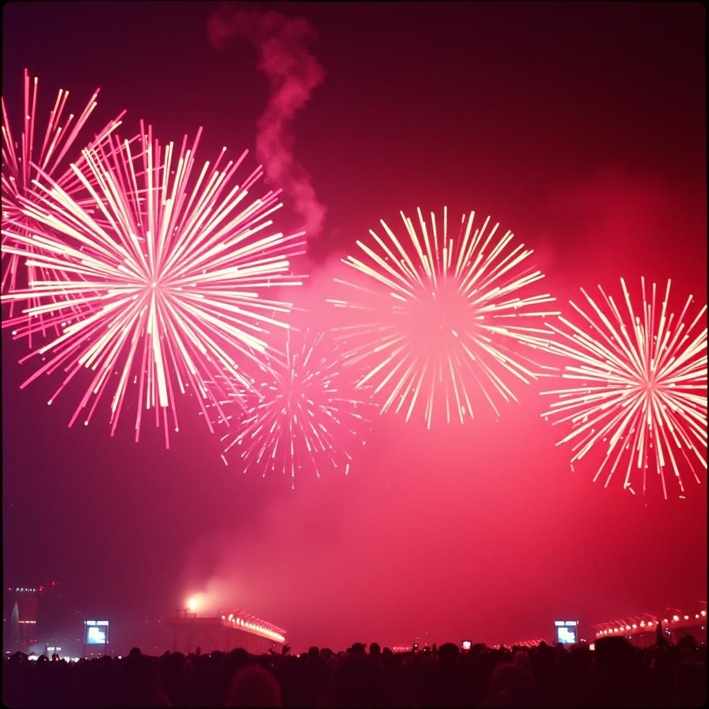 Neon Rainbow Fireworks on New Year's Eve