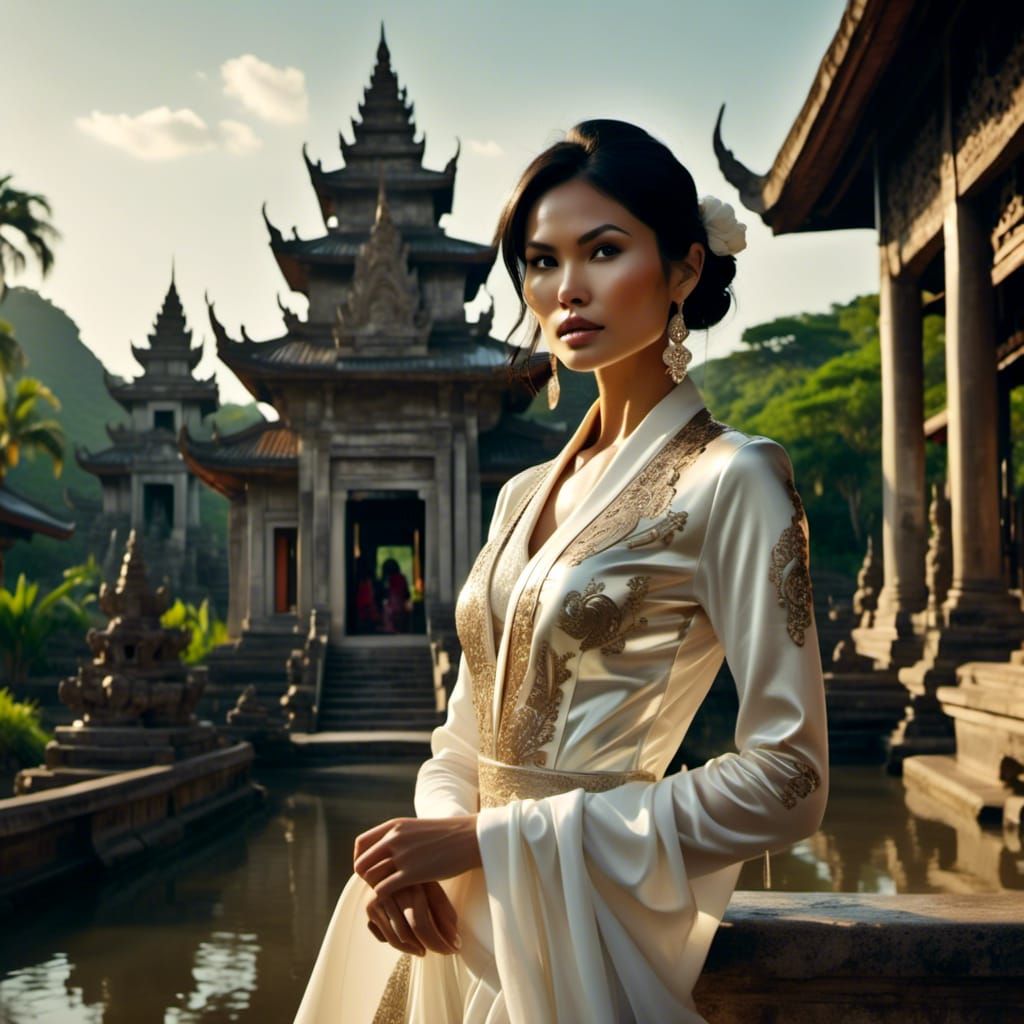 Khmer Priestess Portrait in Hyperrealistic Style