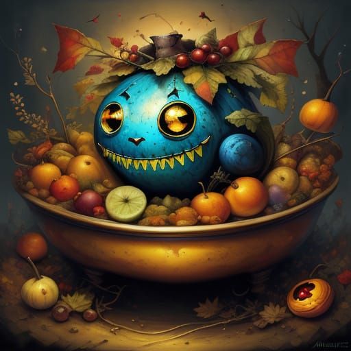 Children in Halloween Costumes During Autumn Harvest