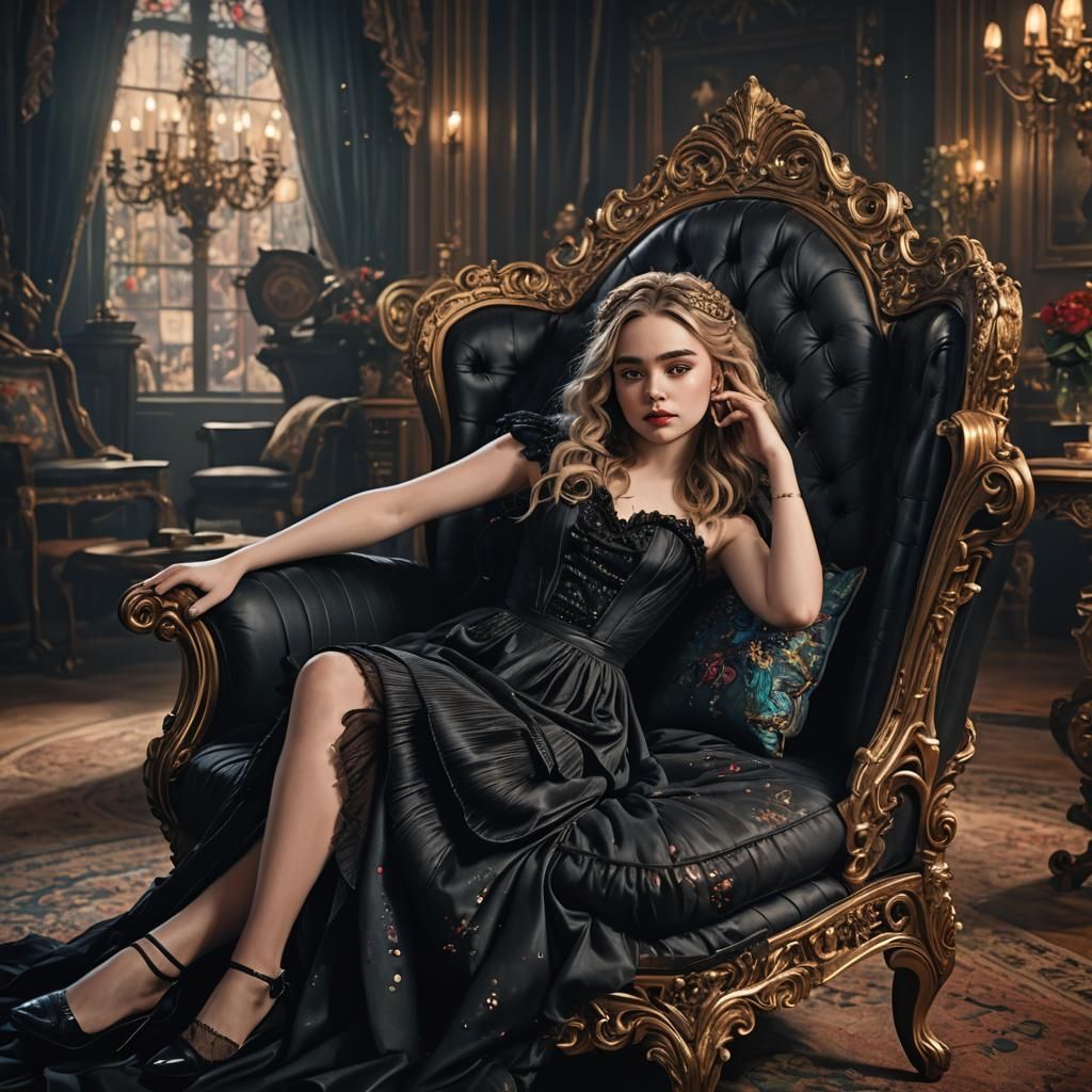 Sabrina Carpenter in Black Dress, Digital Art