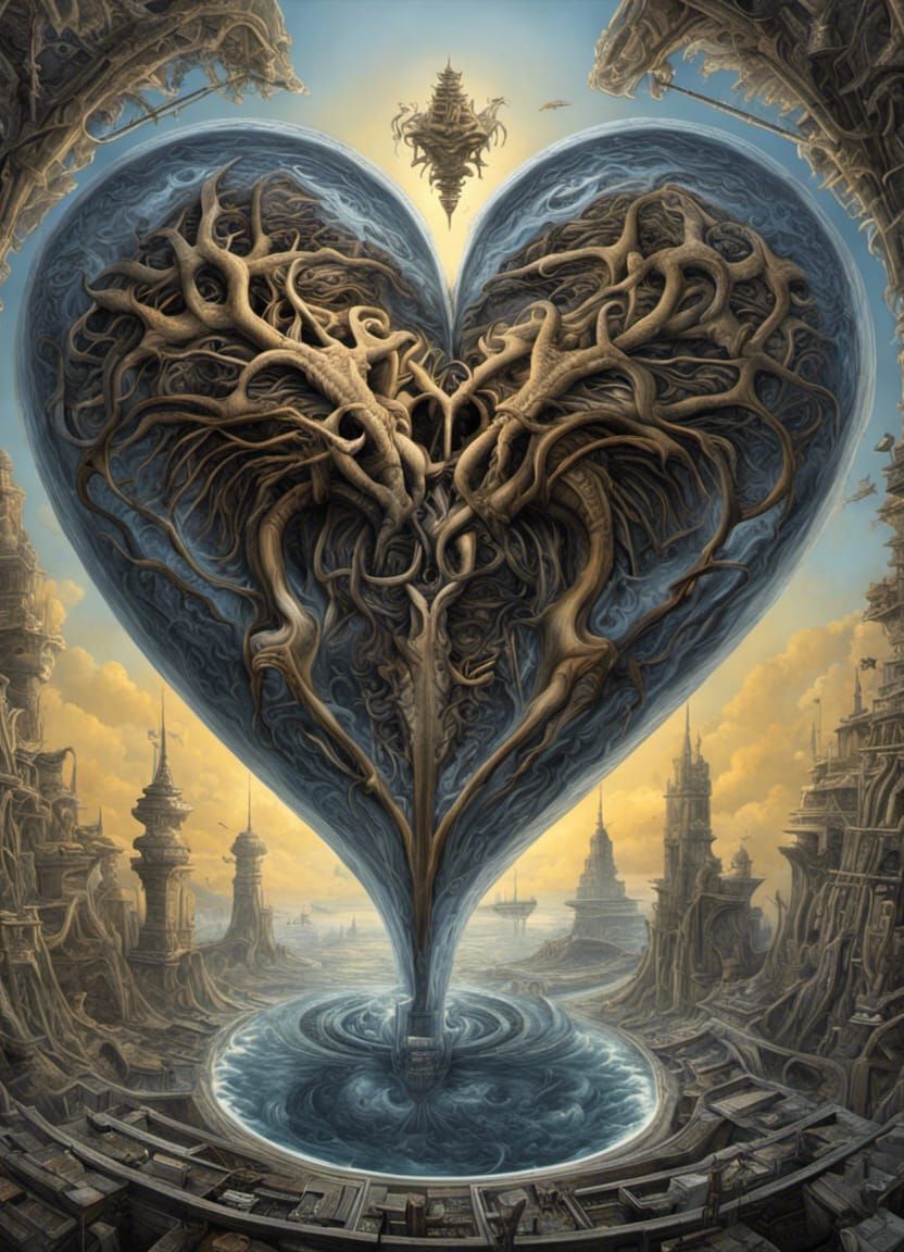 Surreal 3D Horror Heart Shape Masterpiece