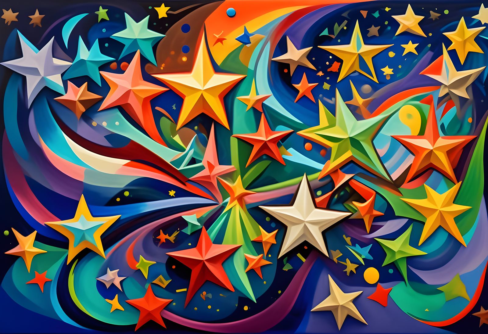 Colorful Cosmic Geysers in Abstract Impasto Oil