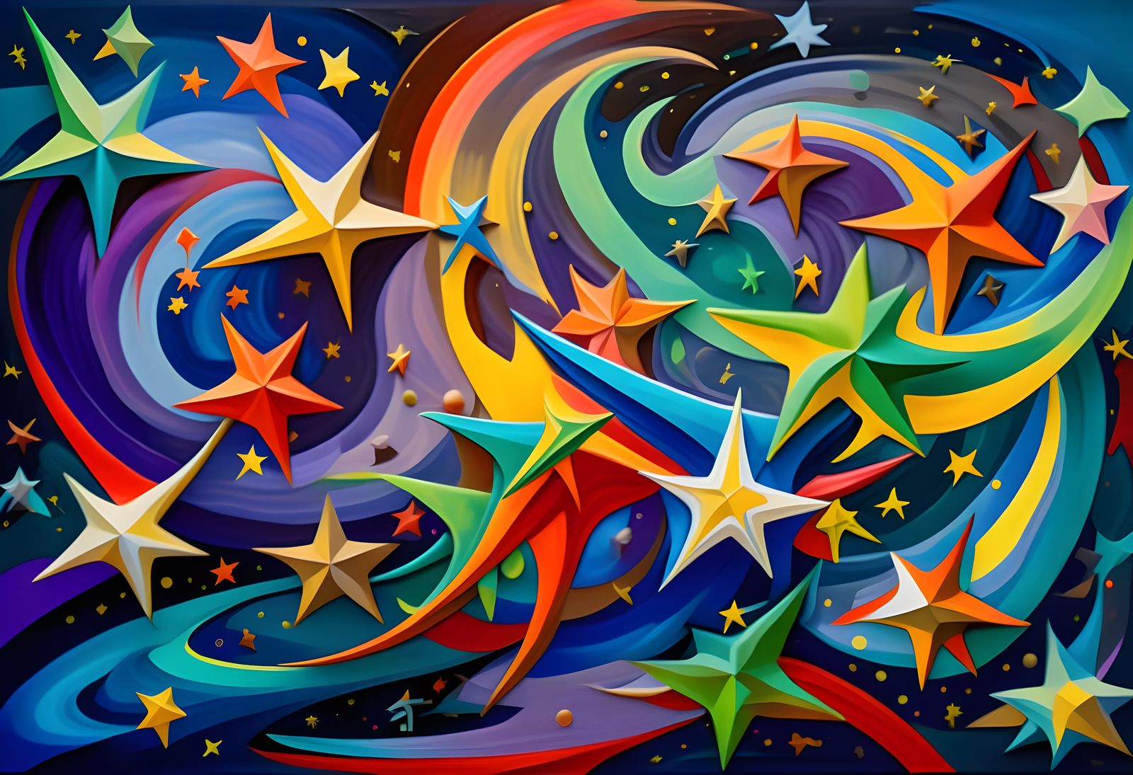 Abstract Cosmic Geysers in Impasto Oil