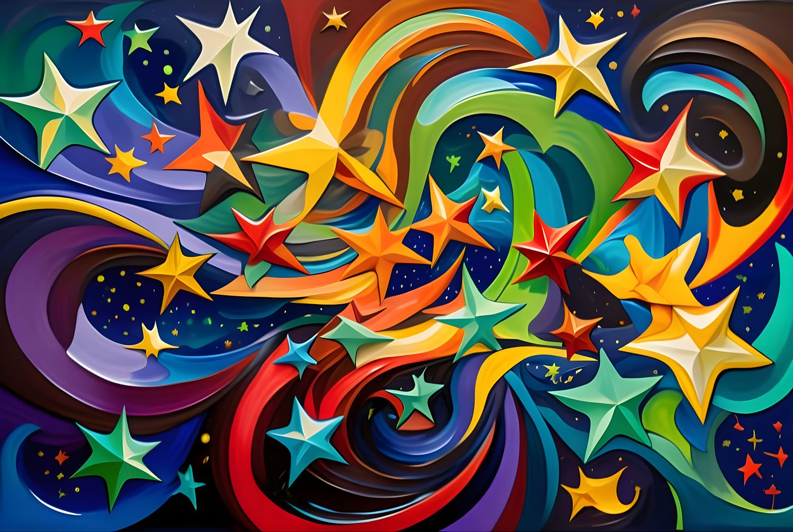 Abstract Cosmic Geysers as Impasto Oil Painting