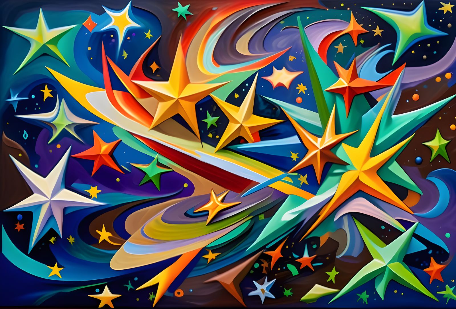 Abstract Expressionist Star Oceans in Impasto Oil