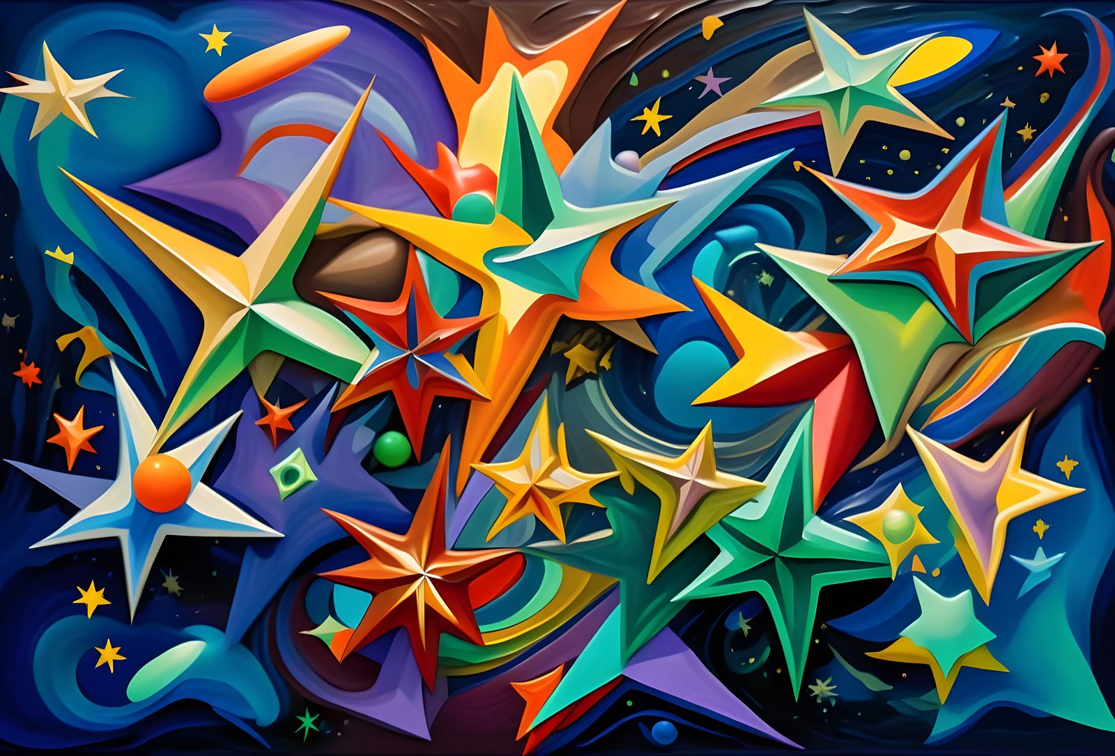 Vibrant Cosmic Geysers as Impasto Oil Painting