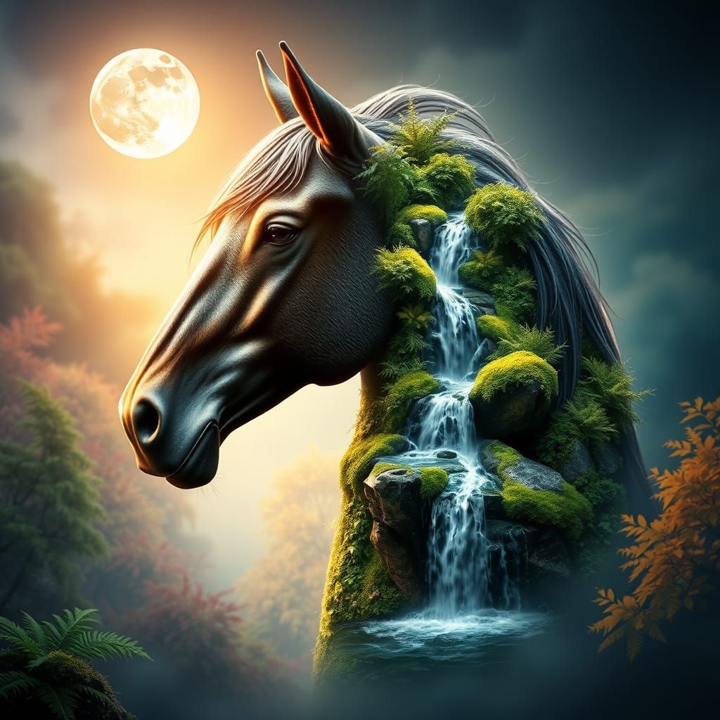 Majestic Equine Silhouette in Tropical Lushness