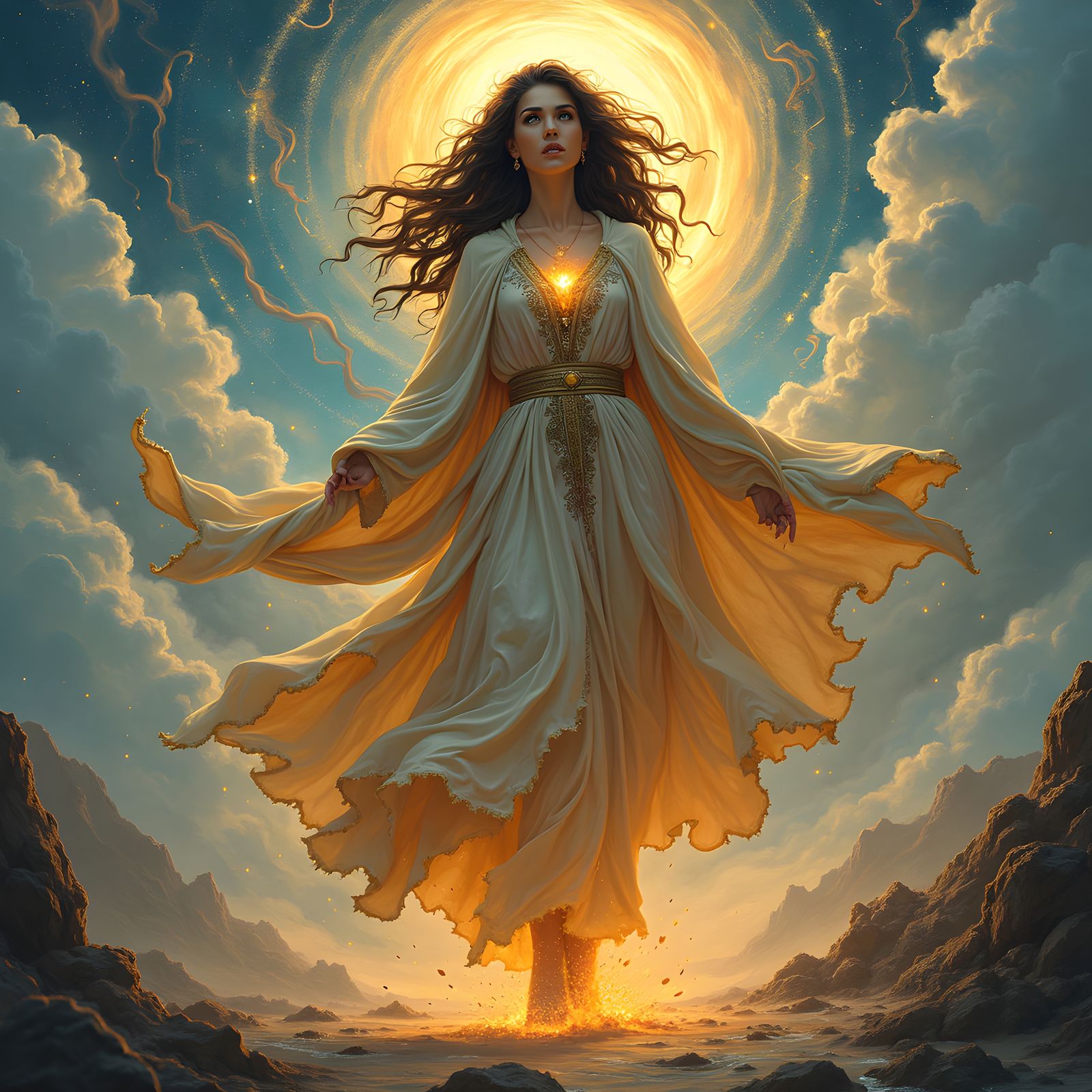 Elemental Ritual with Powerful Woman at Center