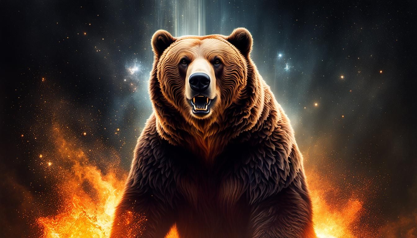 Demonic Cyborg Bear on Fire in Volcanic Hyperspace