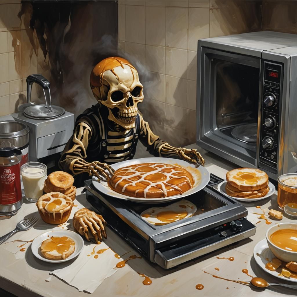 Sinister Microwave Honey Bun, Dark Art Style