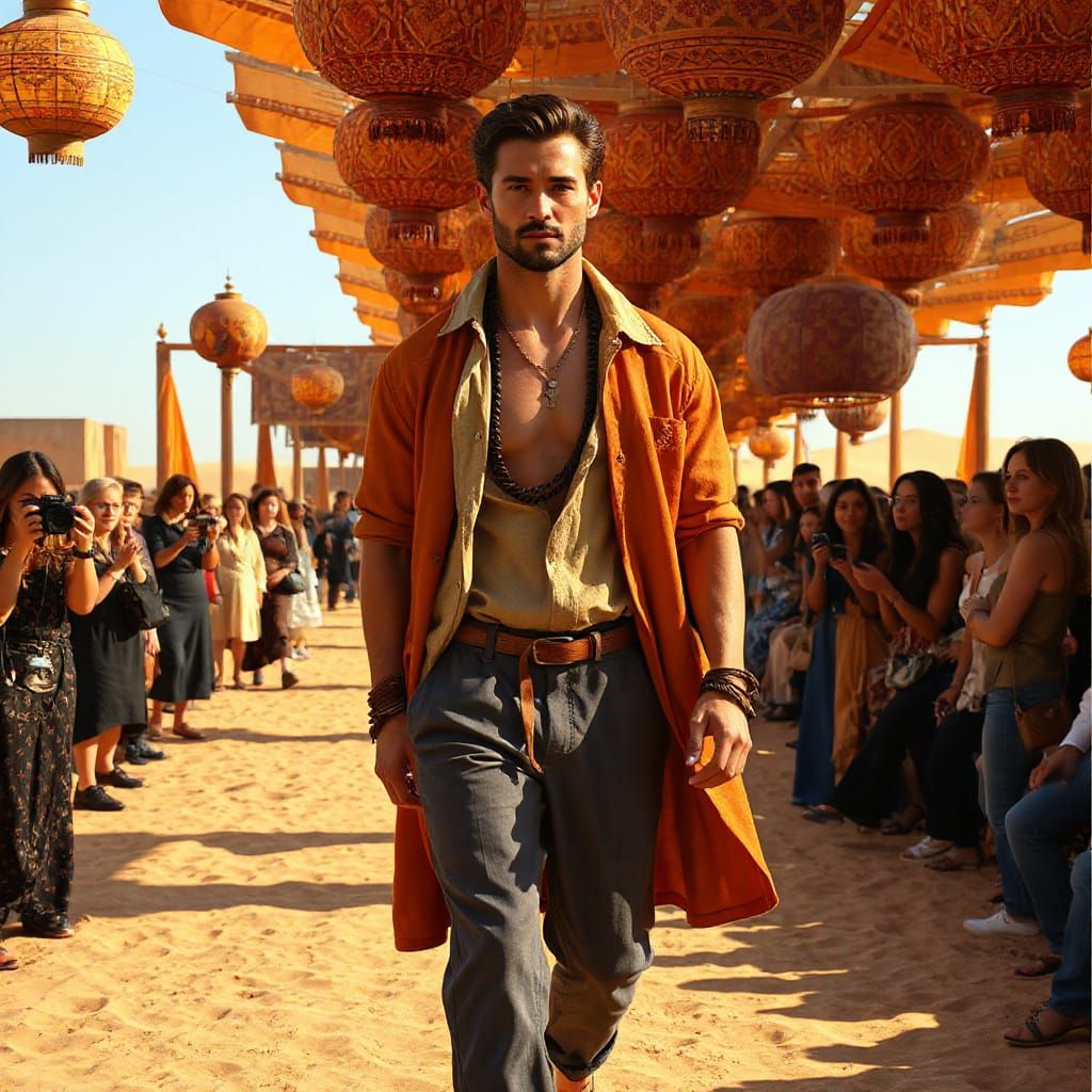 Chiseled Male Model Leads Moroccan Catwalk Fashion Show