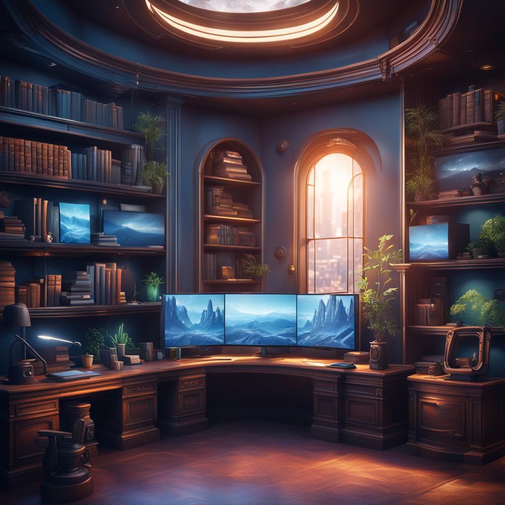 Futuristic AI-Generated Virtual Office Background