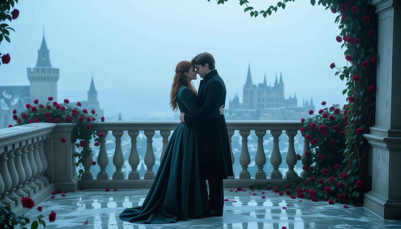 Romantic Embrace of Harry and Ginny, in Surreal Style