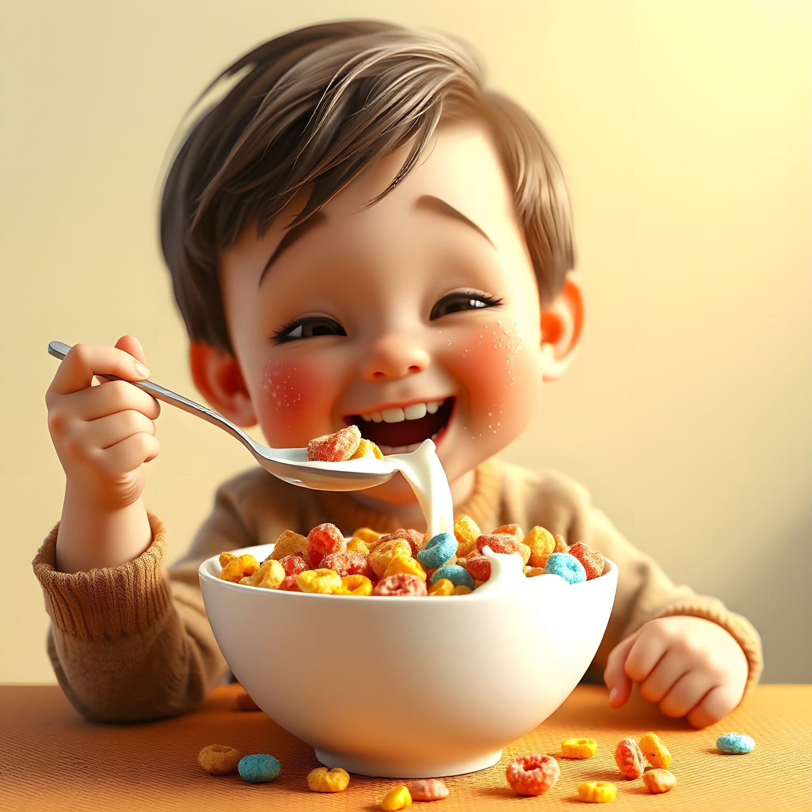 Whimsical Breakfast Scene in Vibrant Digital Art