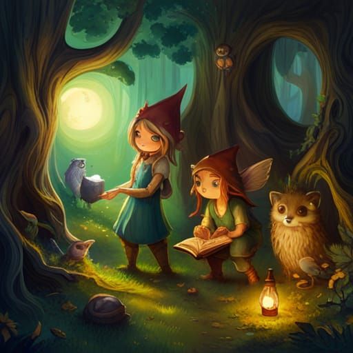 Moonlit Fairy Celebration: Gnomes, Fairies, and Forest Creat...