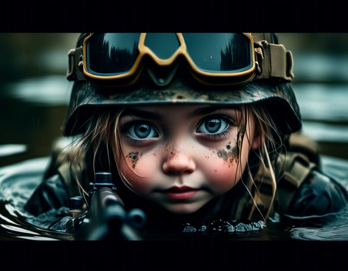 Female Navy Seal in Comic Book Style