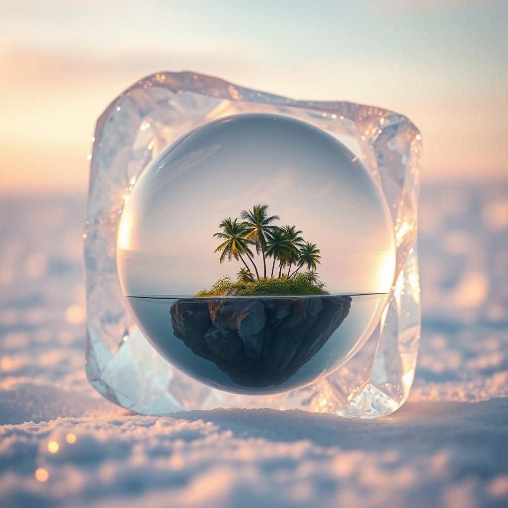 Tropical Island Encased in Ice at South Pole