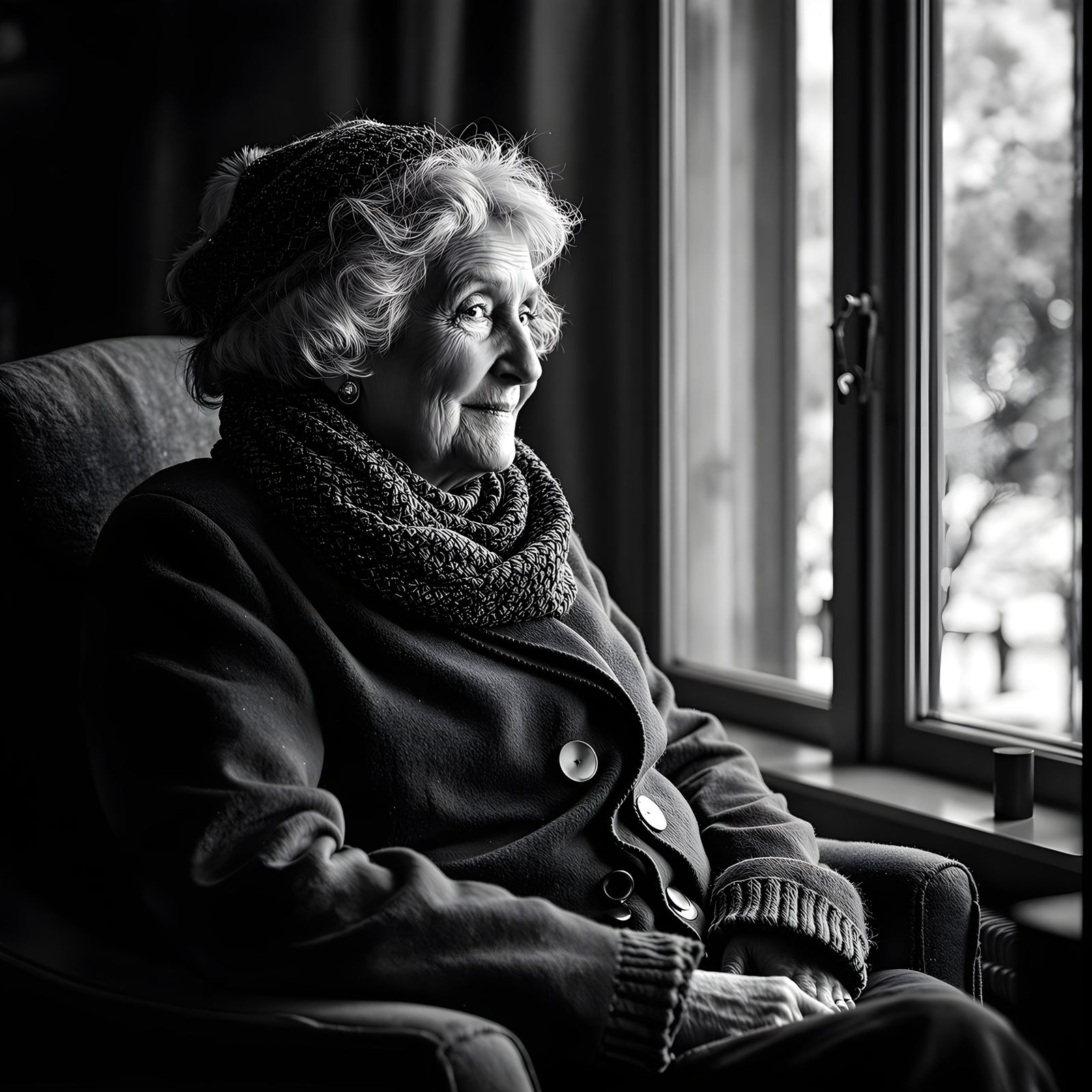 Elegant Winter Portrait in Monochrome