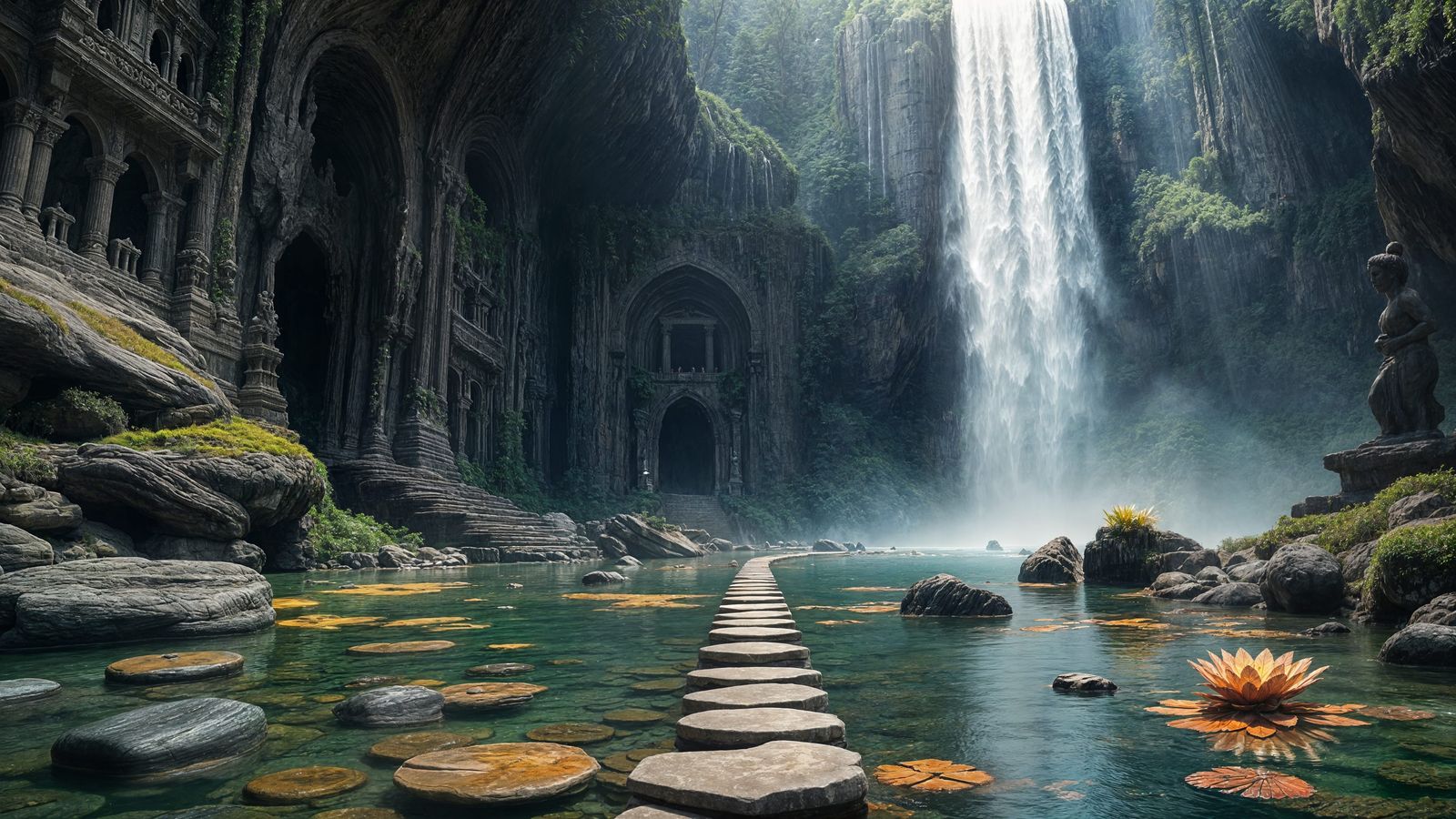 Ancient Sanctuary Hidden Behind Rainforest Waterfall