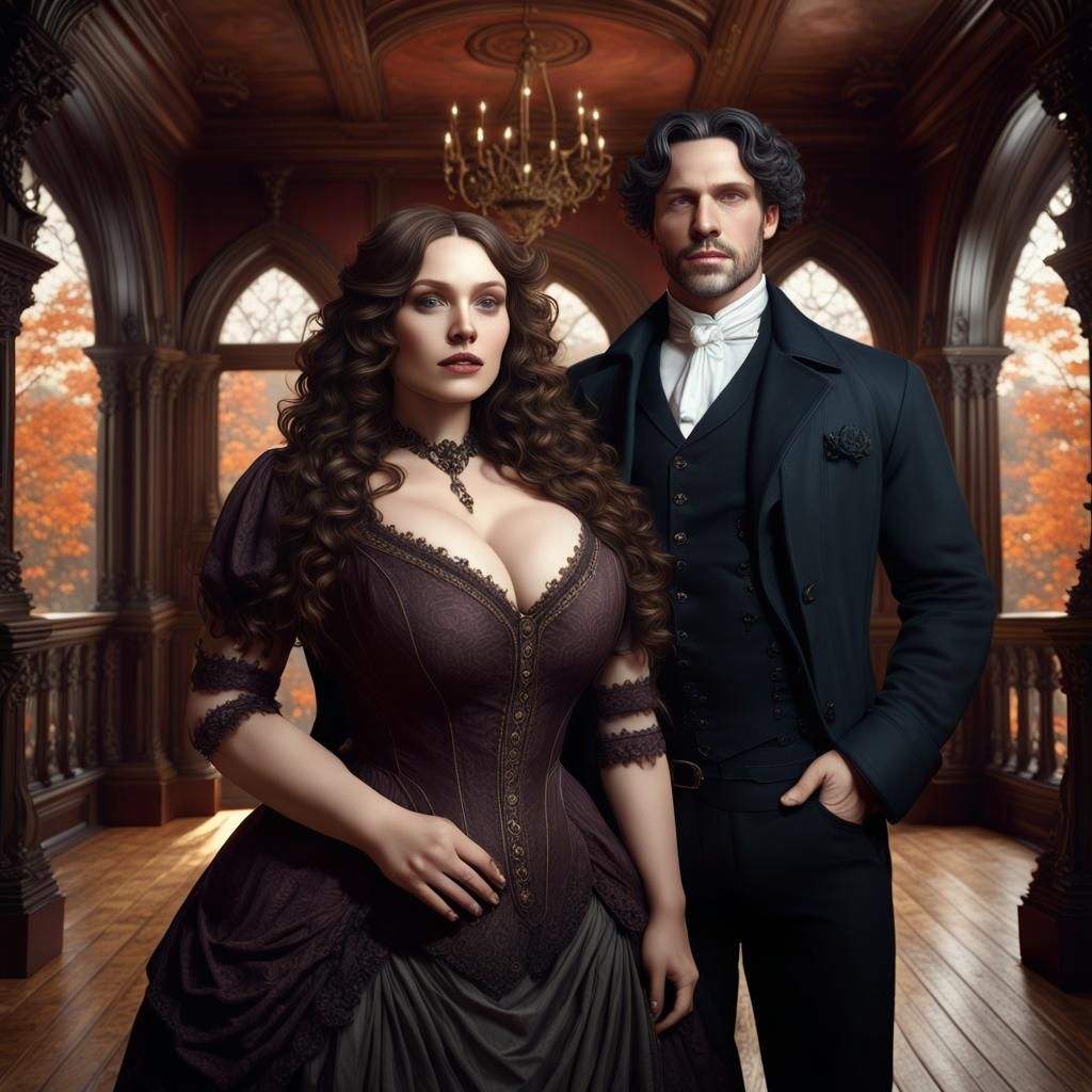 Gothic Romance: Victorian Couple in Autumn