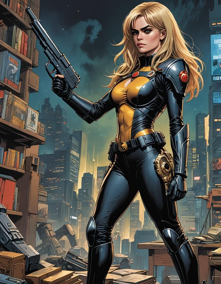 Judge Anderson Comic Book Art in Full Figure