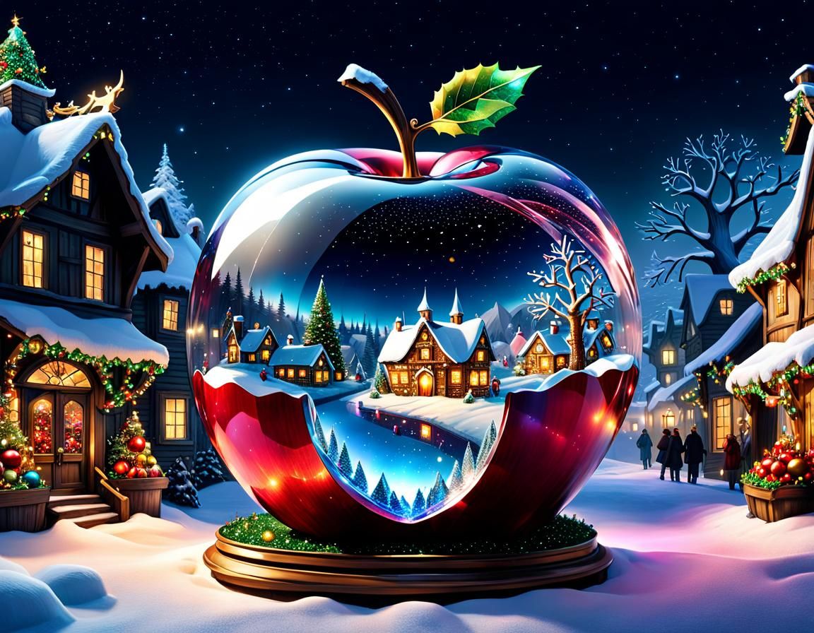Crystal Apple Reveals Christmas Village Scene