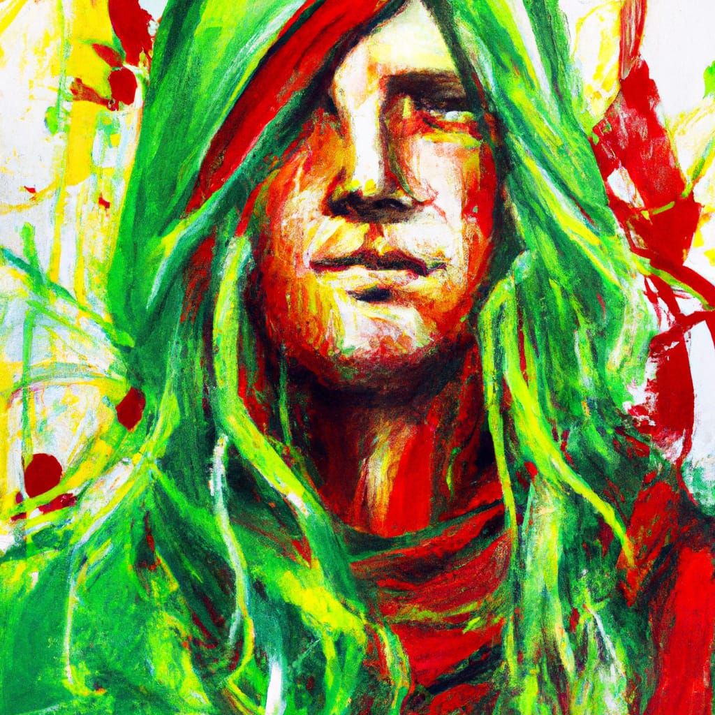 Golden-Haired Man in Graffiti Street Art Style