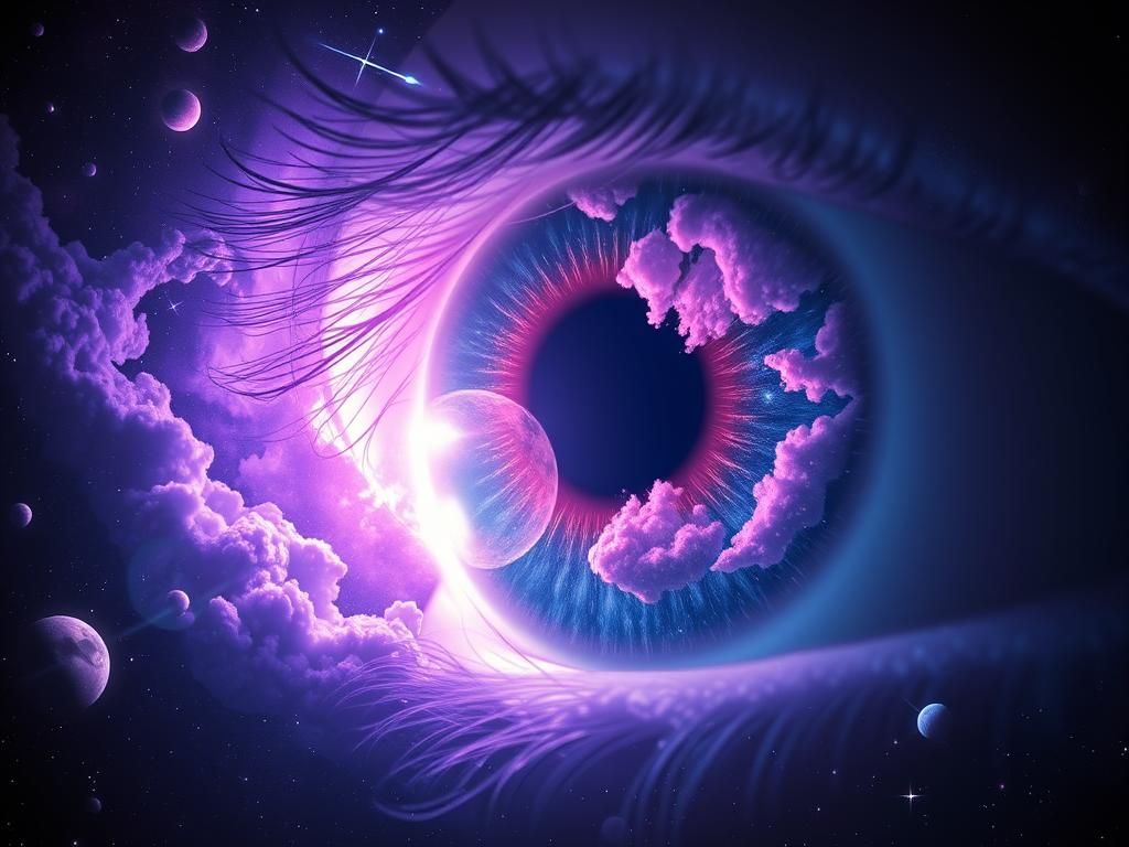 Galaxy Reflection in Eye: Surreal Cinematic Sci-Fi