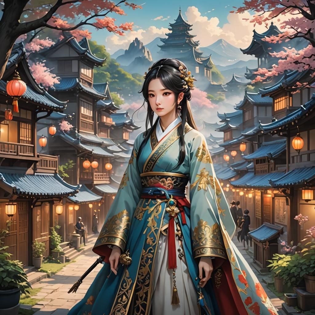 Whimsical Fantasy Gouache Painting in Anime Style