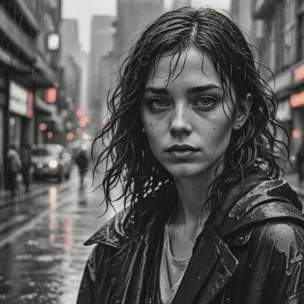 Surreal Faces Emerge From Rain