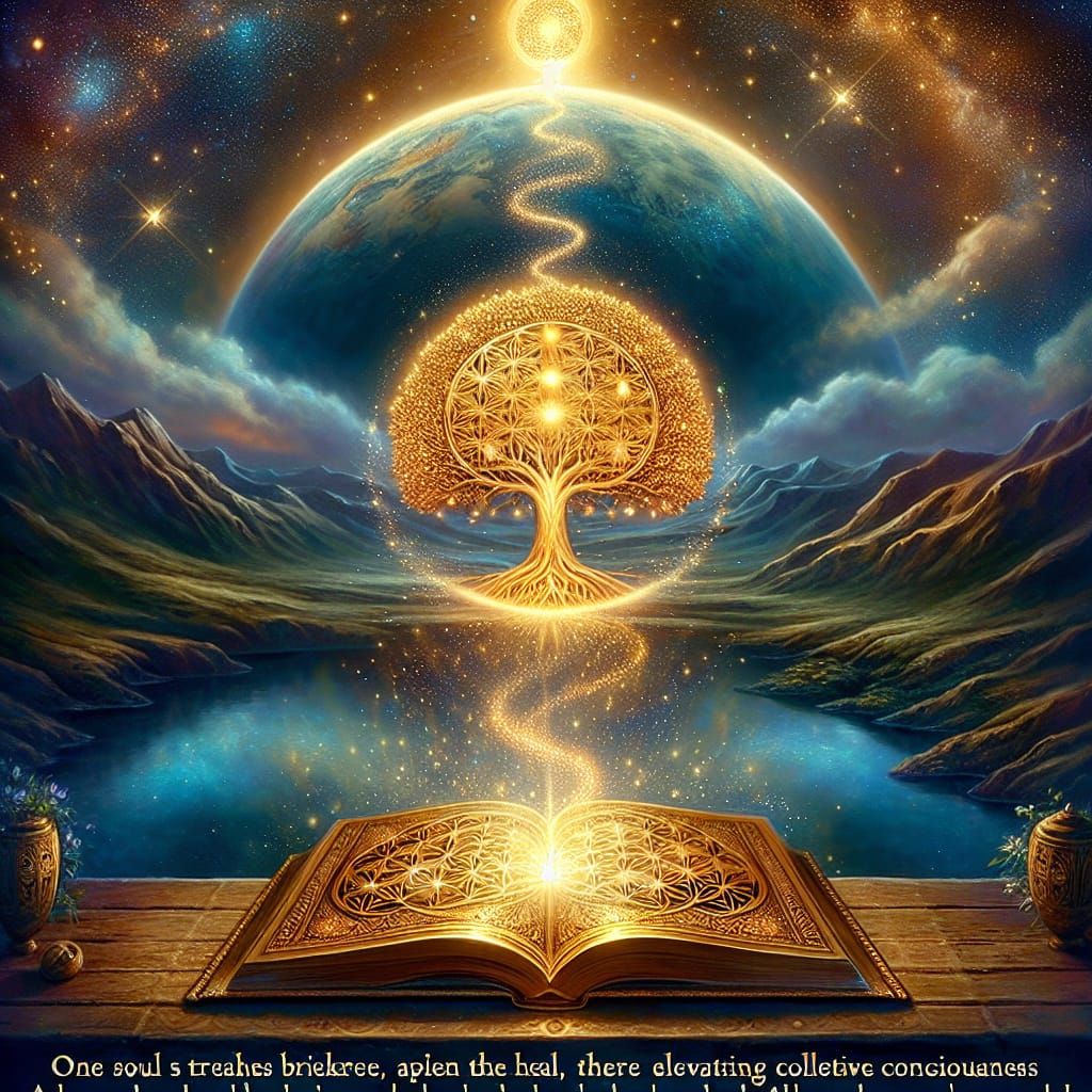 Mystical Golden Book Radiates Love and Inner Peace