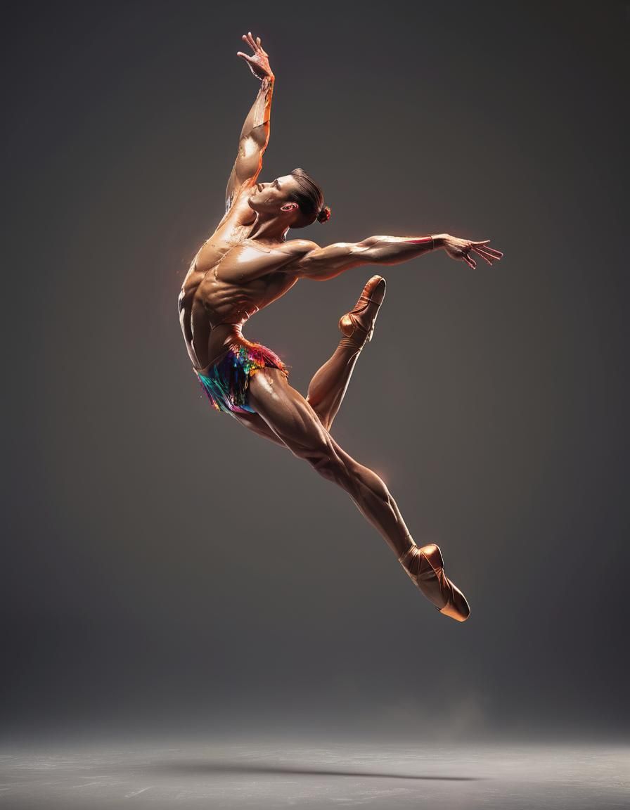 Muscular Ballet Dancer in Motion: Vibrant Concept Art