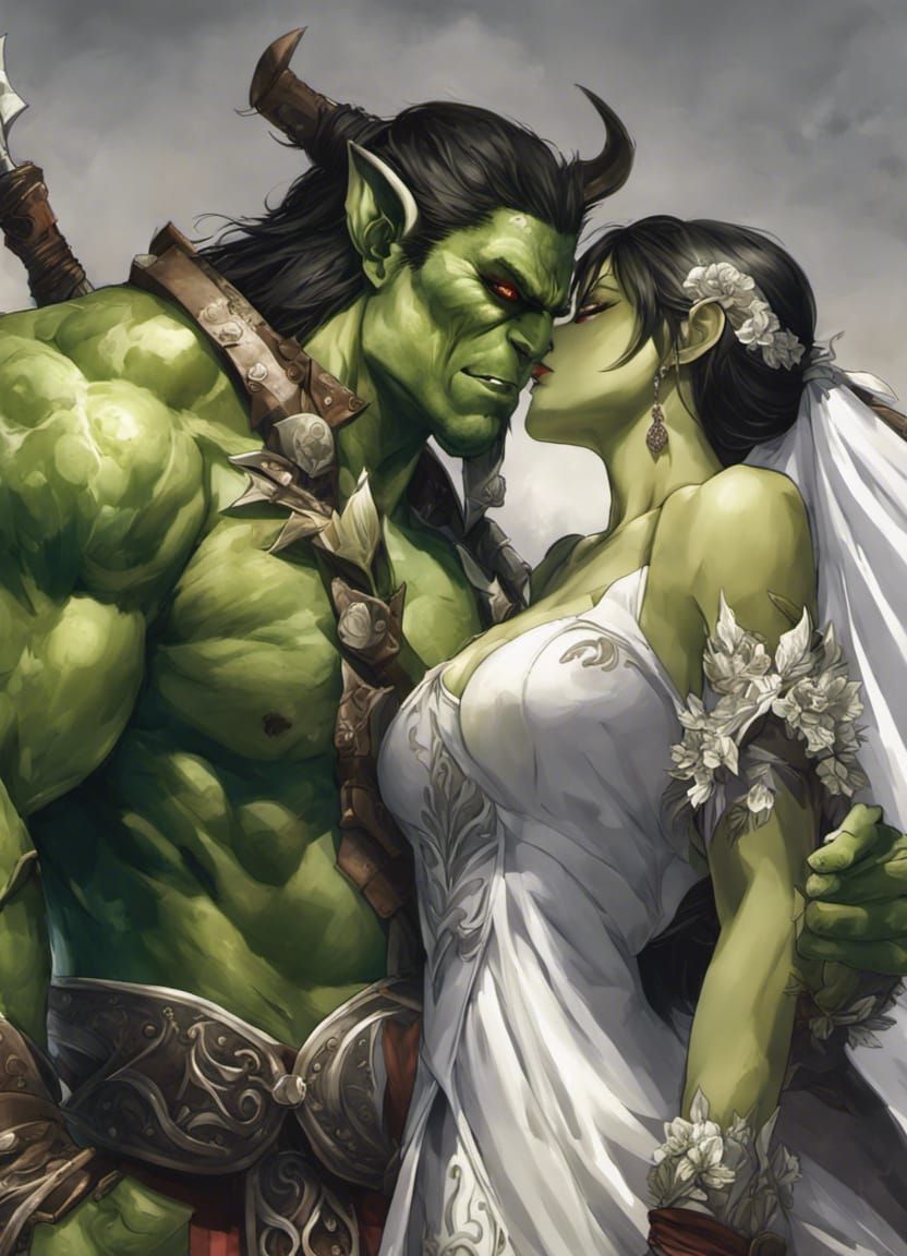 Orc Wedding Kiss in Anime Style