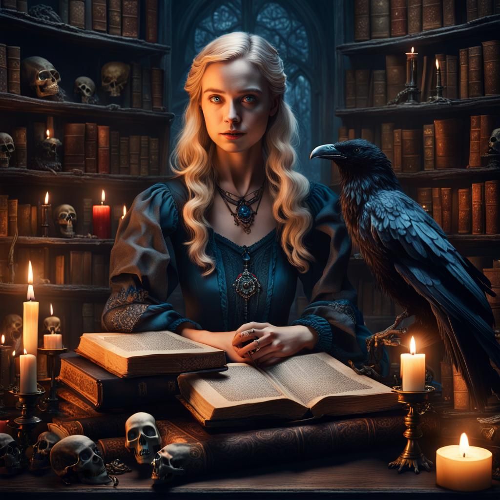 Sorceress with Blue Fire in Dark Fantasy Portrait