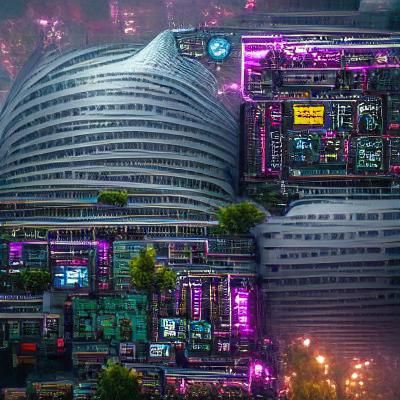 Cyberpunk Building with Neon Lights