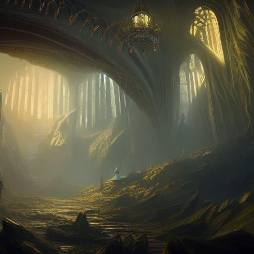 Fantastical Mountain Hall Concept Art in 8k