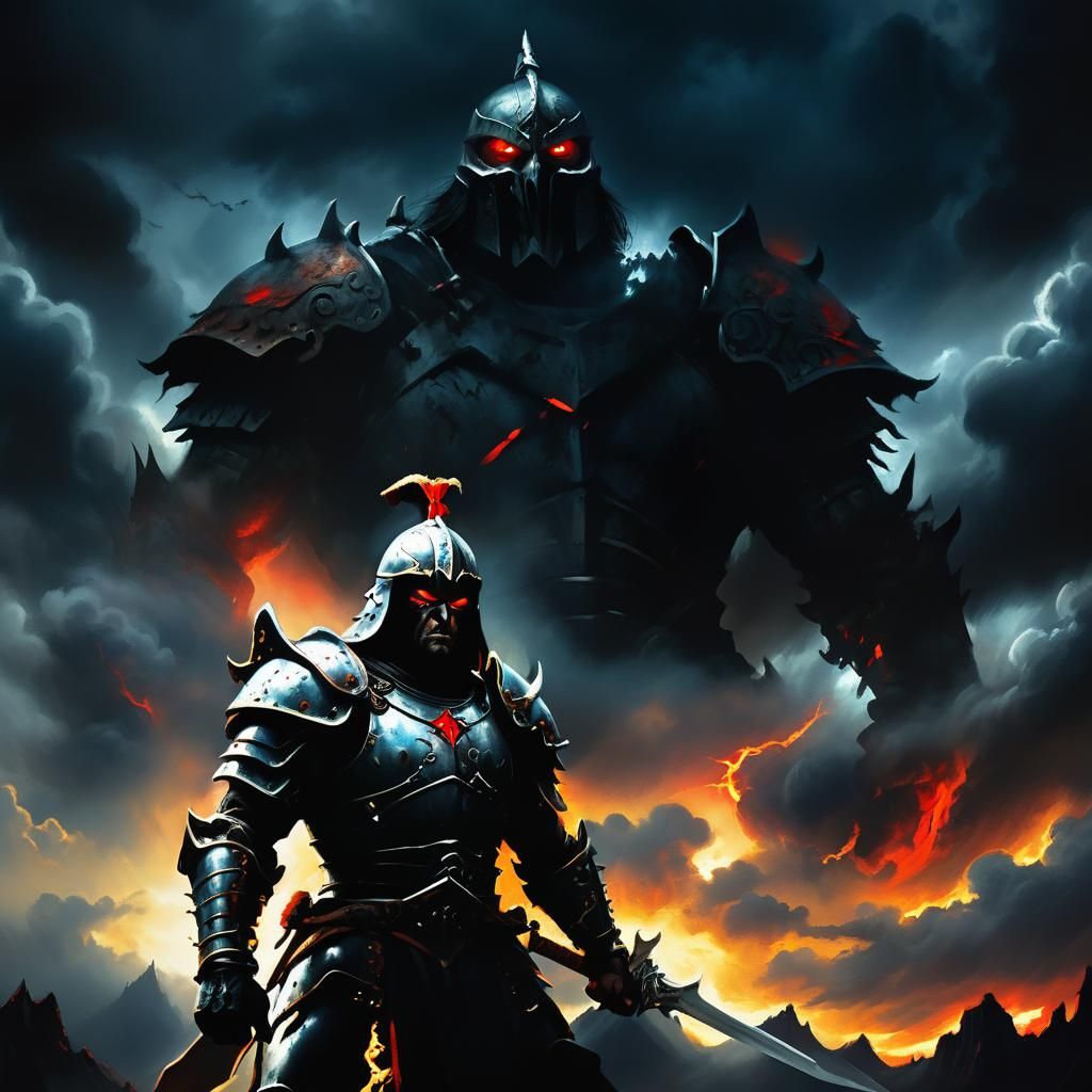 Heroic Warrior Stands Against Dark Forces in a Fantastical L...