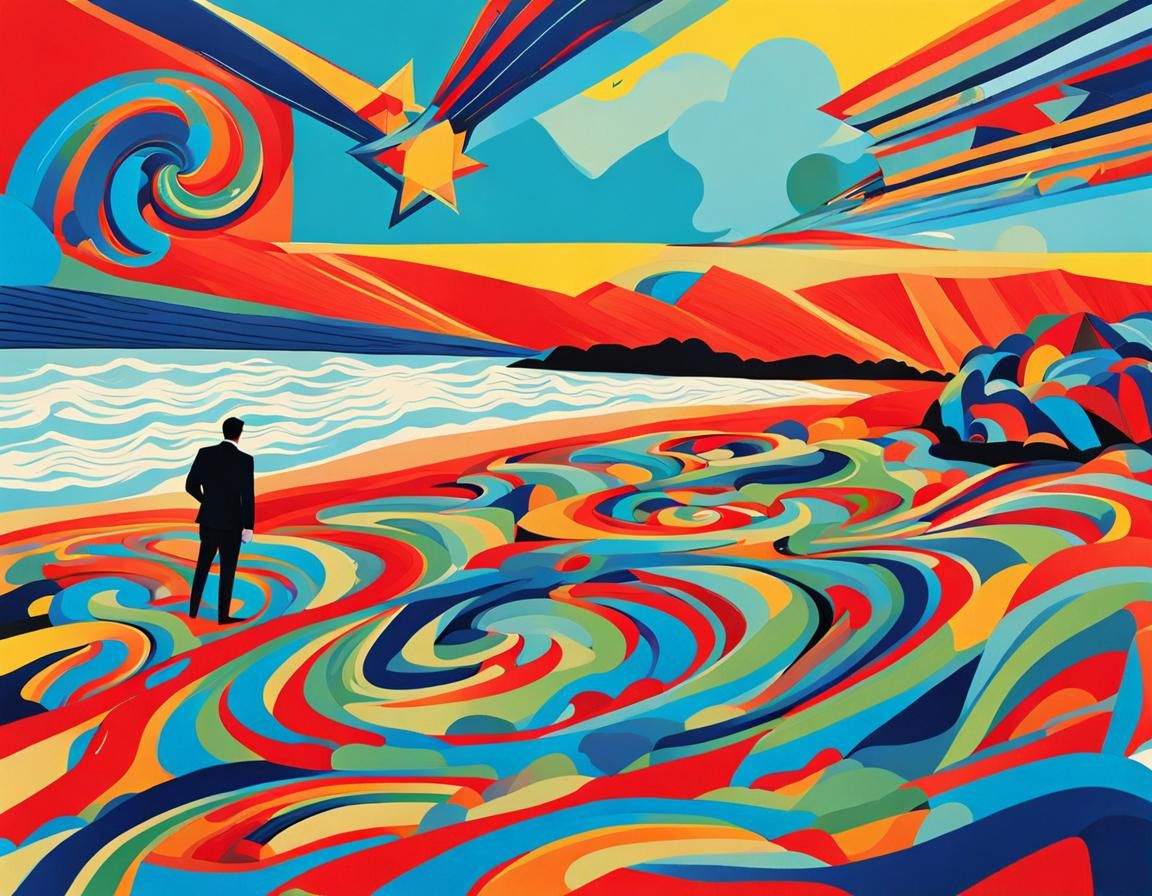 Superman on Vacation: Abstract Beach Art