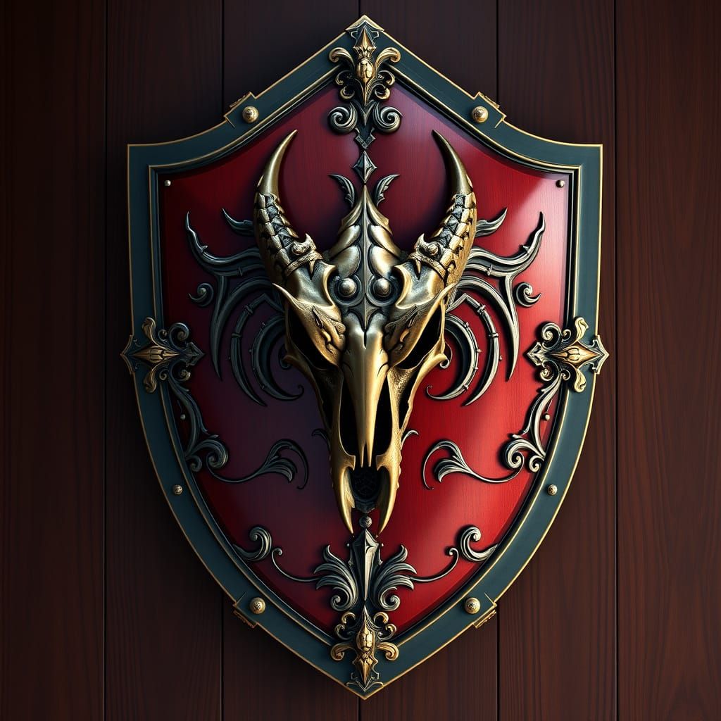 Majestic Family Crest Shield in Luxurious Cyberpunk Style