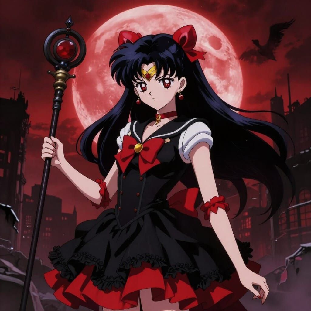 Evil Princess Usagi in Gothic Lolita Dress with Dark Scepter