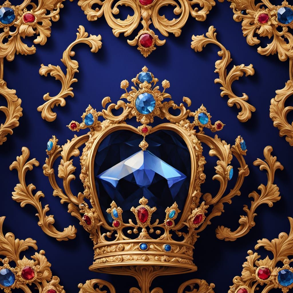 Golden Crown with Jewel-Toned Opulence in Baroque Style