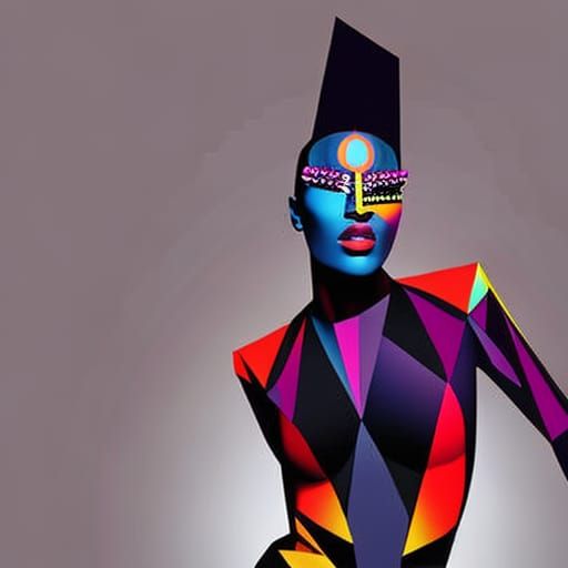 Grace Jones Portrait in Geometric Pop Art Style